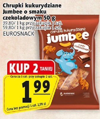 Chrupki kukurydziane Jumbee o smaku czekoladowym Eurosnack 500g promocja w Prim Market