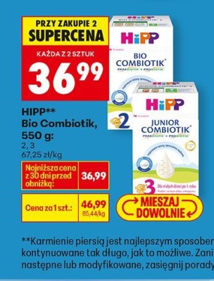 Mleko HiPP Bio Combiotik 550g promocja w Biedronka