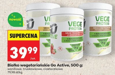 Białko wegetariańskie Go Active, 500 g -  truskawkowe promocja w Biedronka