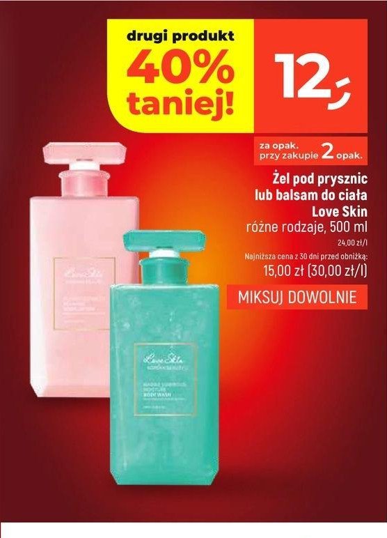 Żel pod prysznic pearls proteins Love skin promocja w Dealz