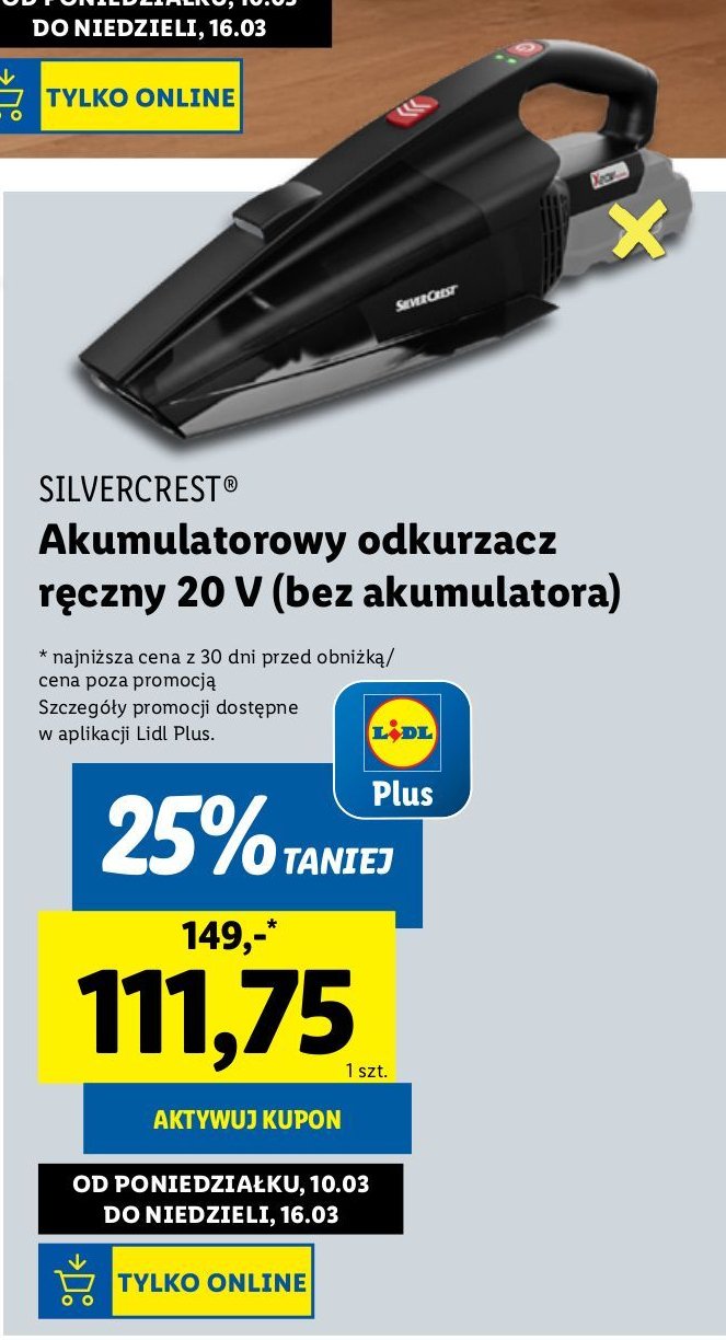 Odkurzacz akumulatorowy Silvercrest promocja