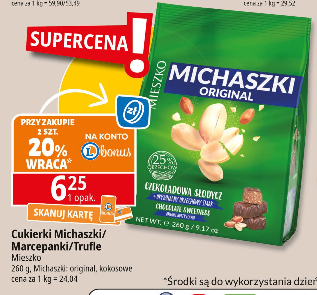 Cukierki orzechowe Mieszko michaszki promocja w Leclerc