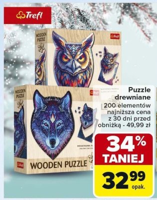 Puzzle drewniane 200 elementów promocja w Carrefour