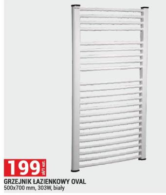 Grzejnik łazienkowy OVAL 500x700 mm, 303W, biały promocja w Merkury Market