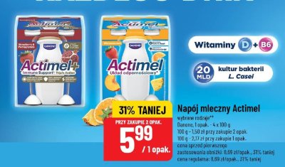 Napój mleczny Actimel wybrane rodzaje Danone 4x100g promocja w POLOmarket