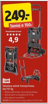 Składany wózek transportowy 68/137 kg Hard Head promocja w Jula