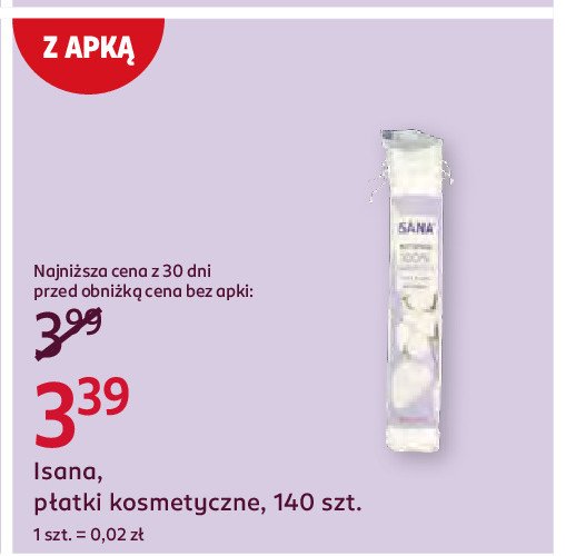 Płatki kosmetyczne bawełniane Isana promocja w Rossmann