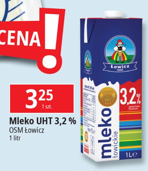 Mleko 3.2% Łowickie promocja w Leclerc