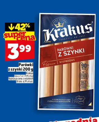 Parówki z szynki wieprzowe Krakus 200 g promocja w TOPAZ