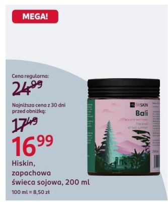 Hiskin świeca zapachowa, 200 ml promocja w Rossmann