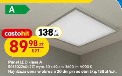 Panel LED klasa A wym. 60 x 60 cm, 3600 lm, 4000 K promocja w Castorama