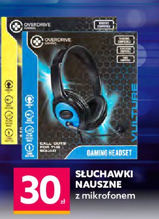 Słuchawki gamingowe z mikrofonem niebieskie OVERDRIVE promocja