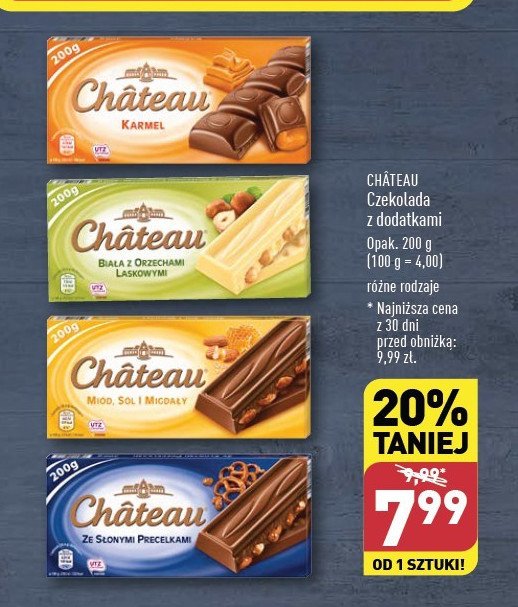 Czekolada mleczna z migda艂ami miodem i sol膮 Chateau Chateau (aldi) promocja