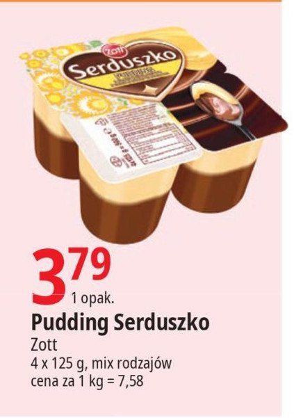 Pudding waniliowy z sosem czekoladowym Zott serduszko promocja