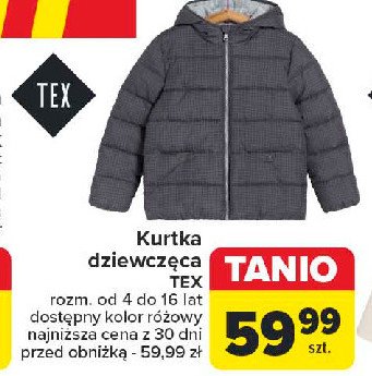 Kurtka dziewczęca 4-16 lat Tex promocja w Carrefour