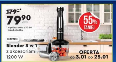 Blender 3 w 1 z akcesoriami HOFFEN, 1200 W promocja w Biedronka