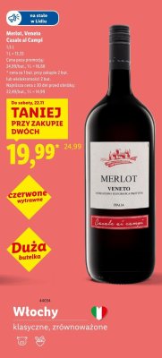 Wino Merlot Veneto Casale ai Campi czerwone wytrawne promocja w Lidl