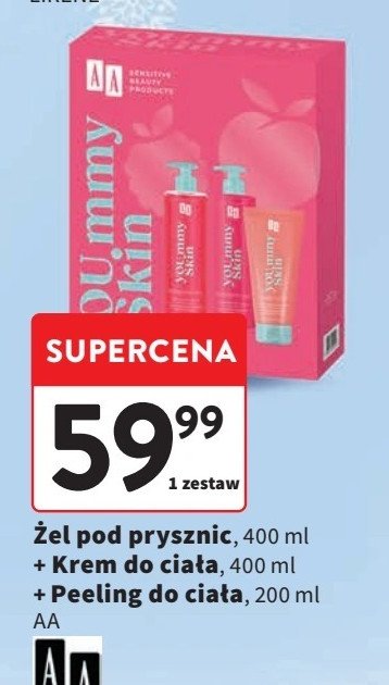 Zestaw w pudełku yoummy skin: żel pod prysznic 400 ml + krem do ciała 400 ml + krem do rąk 50 ml Aa zestaw promocja