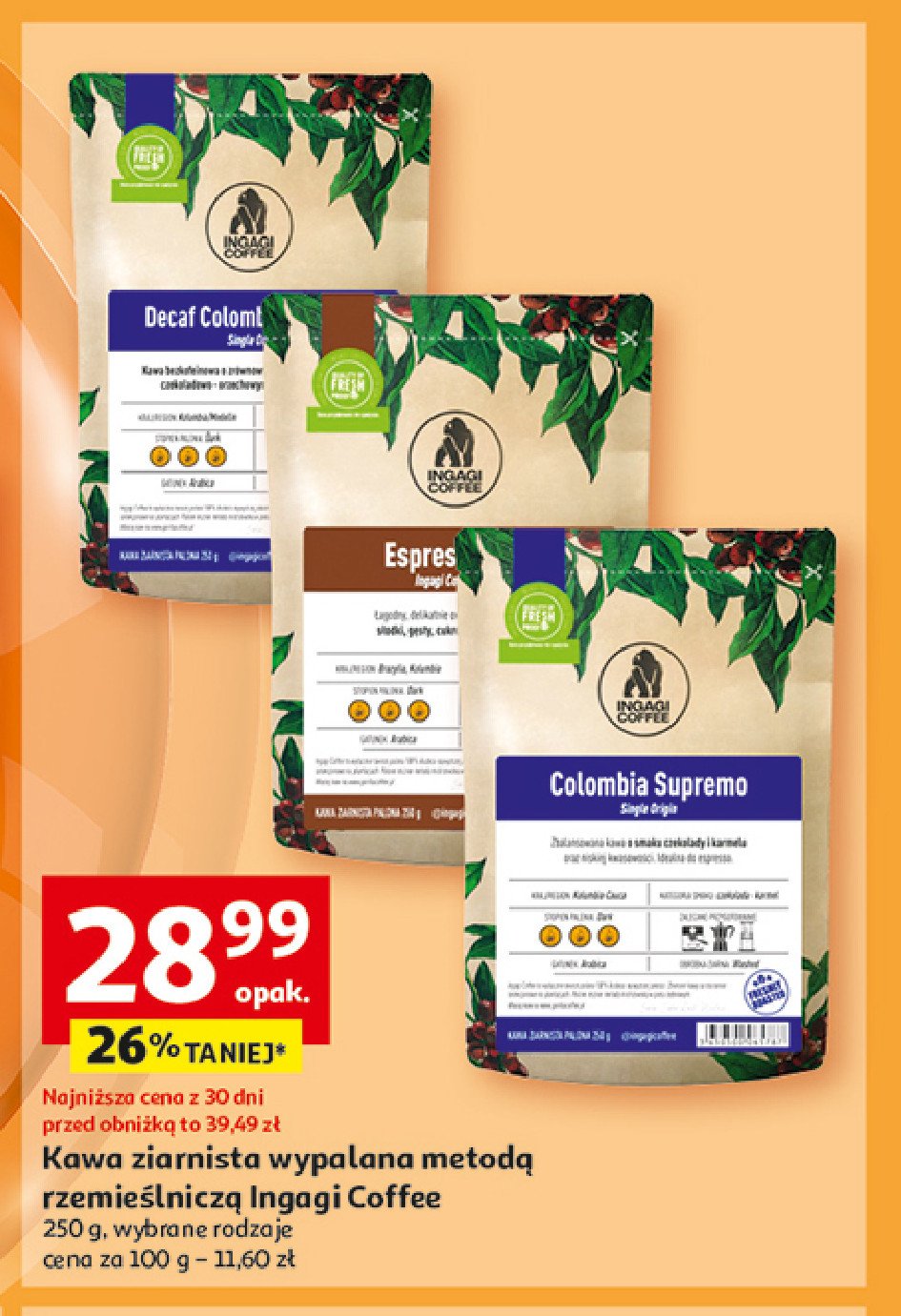 Kawa colombia supremo Ingagi coffee promocja w Auchan