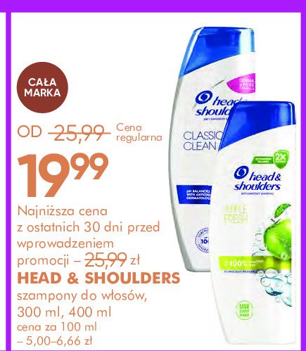 Szampon do włosów classic clean Head&shoulders promocja w Super-Pharm