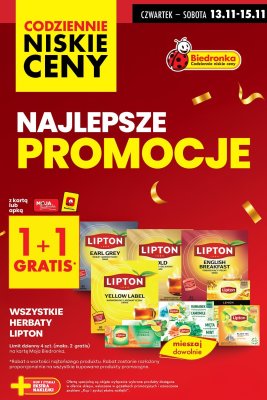 Herbata Lipton Gold 1+1 gratis promocja w Biedronka