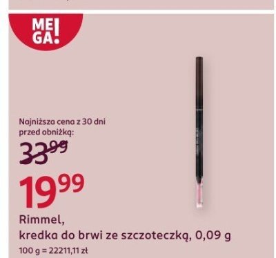 Kredka Rimmel do brwi ze szczoteczką, 0,09 g promocja w Rossmann