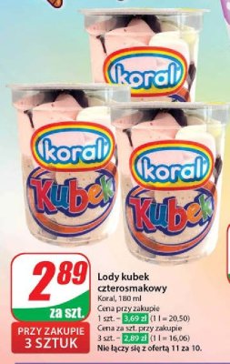 Lody kubek czterosmakowy Koral kubek czterosmakowy promocja