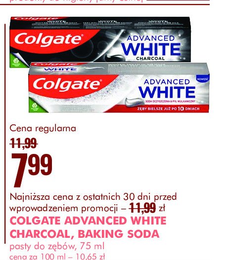 Pasta do zębów baking soda & volcanic ash Colgate advanced white promocja