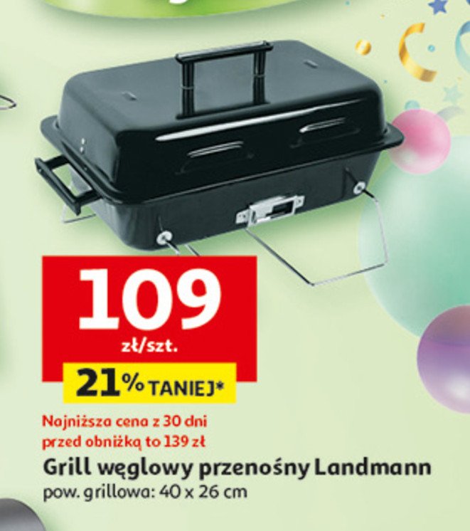 Grill węglowy przenośny 40 x 26 cm Landmann promocja w Auchan