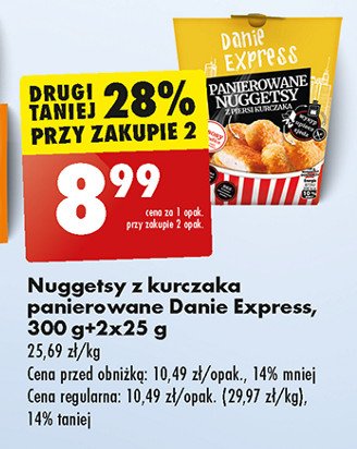 Nuggetsy z piersi kurczaka panierowane + 2 sosy Danie express promocja w Biedronka