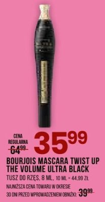 Tusz do rzęs Bourjois Mascara Twist Up The Volume Ultra Black 8 ml promocja w Drogerie Natura