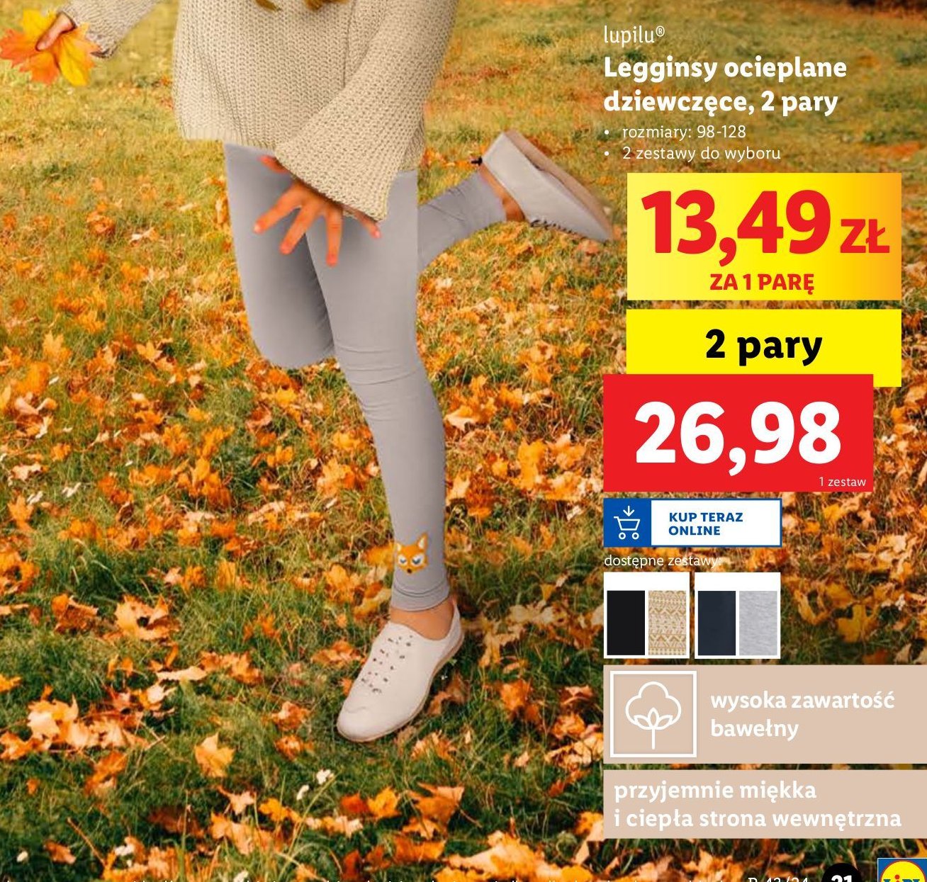 Legginsy dziewczęce ocieplane 98-128 Lupilu promocja w Lidl