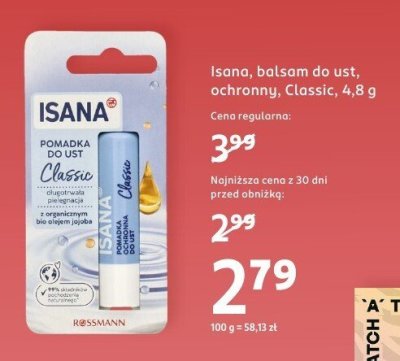 Balsam do ust Isana ochronny Classic promocja w Rossmann