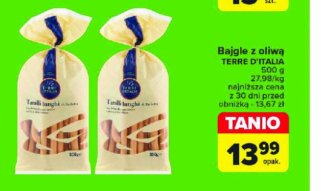 Bajgle taralli lunghi Terre d`italia promocja w Carrefour