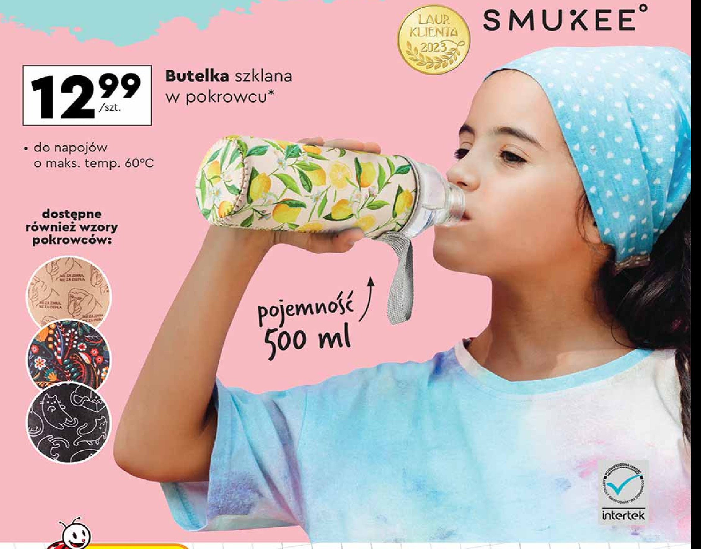 Butelka szklana w pokrowcu 500 ml Smukee promocja