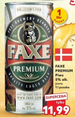 Piwo Faxe Premium 5% alk. jasne promocja w Kaufland