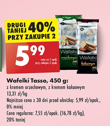 Wafelki z kremem orzechowym Tasso promocja