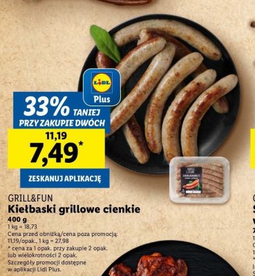 Kiełbaski grillowe cienkie Grill and fun promocja