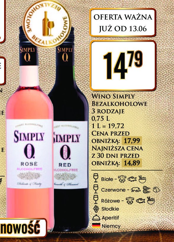 Wino różowe SIMPLY (WINO) promocja w Dino
