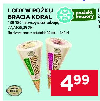 Rożek bakaliowy Bracia koral lody jak dawniej promocja w Stokrotka