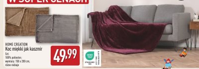 Koc miękki jak kaszmir HOME CREATION promocja w Aldi
