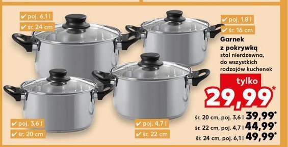 Garnek basic z pokrywą 16 cm promocja w Kaufland