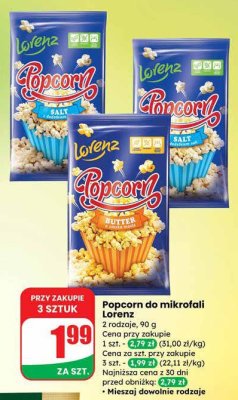 Popcorn do mikrofali maślany  promocja w Dino