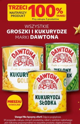 Wszystkie groszki i kukurydze Dawtona trzeci -100% taniej promocja w Kaufland