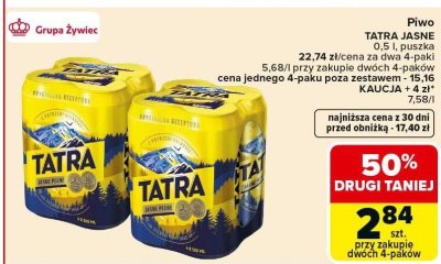 Piwo Tatra jasne pełne promocja w Carrefour Market