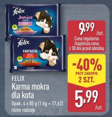Karma mokra dla kota FELIX 4 x 85 g różne rodzaje promocja w Aldi