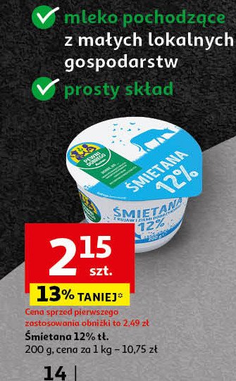 Śmietana 12% Auchan pewni dobrego promocja