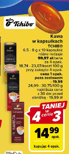 Kawa espresso entkoffeiniert Tchibo cafissimo Tchibo cafe promocja