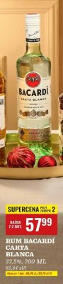 Rum Bacardi Carta Blanca promocja w Biedronka