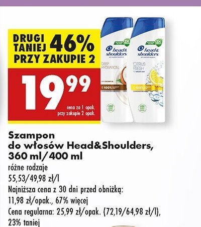 Szampon do w艂os贸w deep hydration Head&shoulders promocja